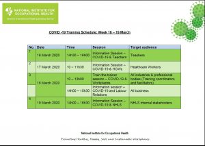 NIOH COVID-19 Training Schedule