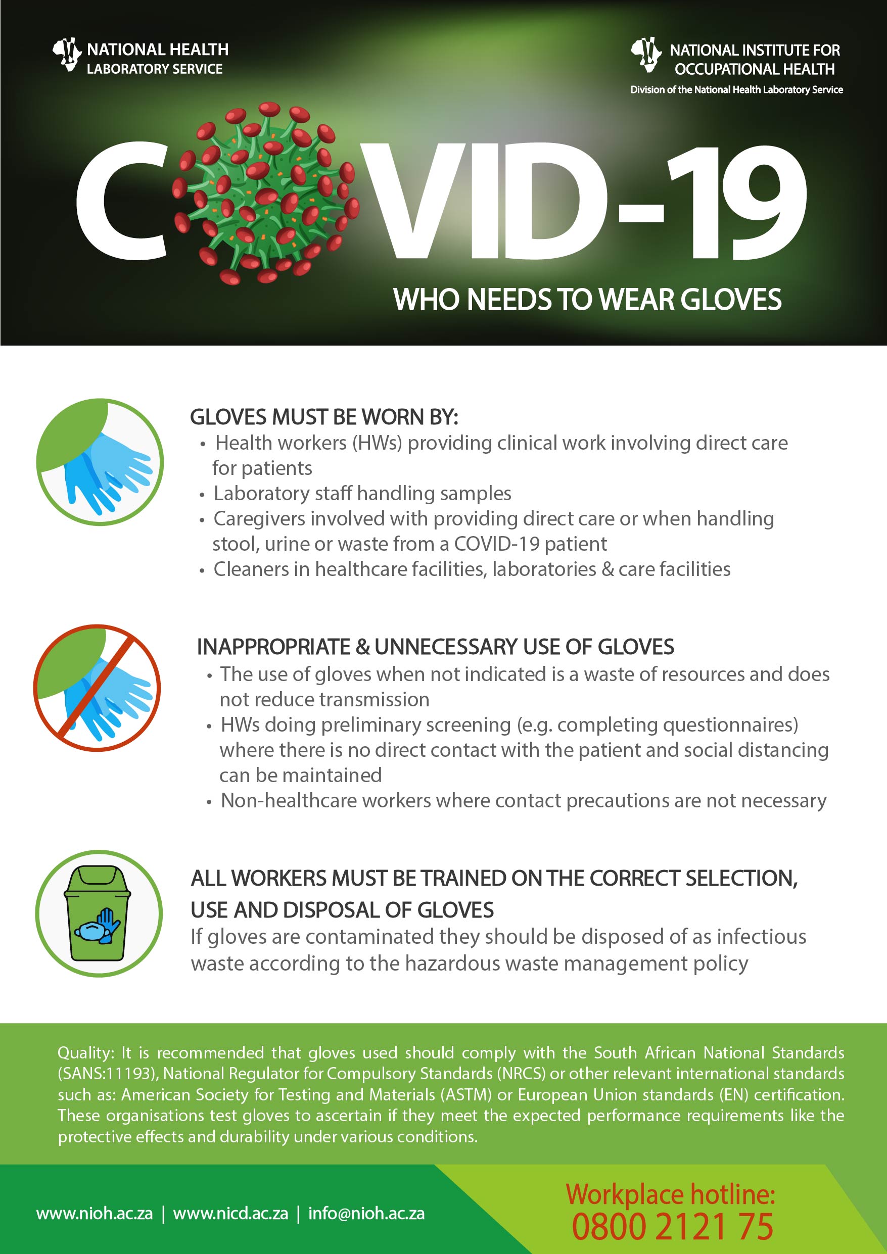 Glove selection for COVID-19